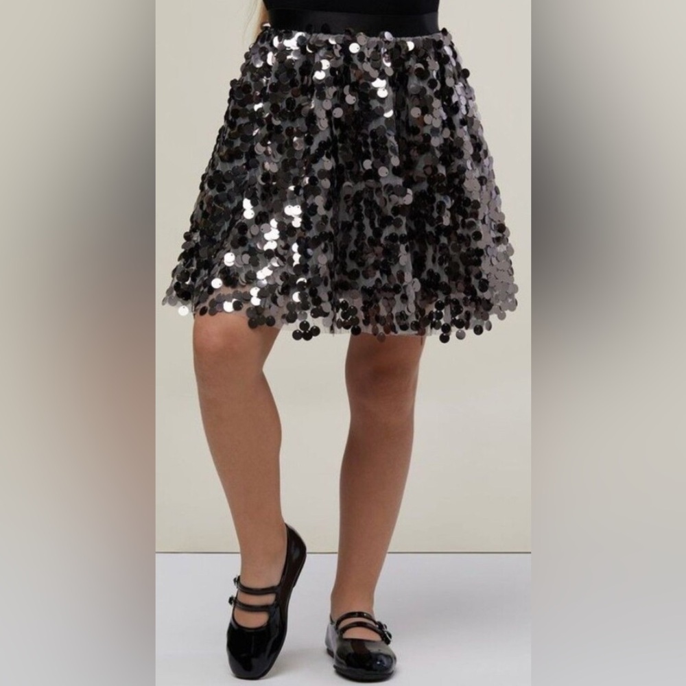 NWT Rachel Parcell Stretchy Silver Sequin Skirt - Size 4 (Girls)